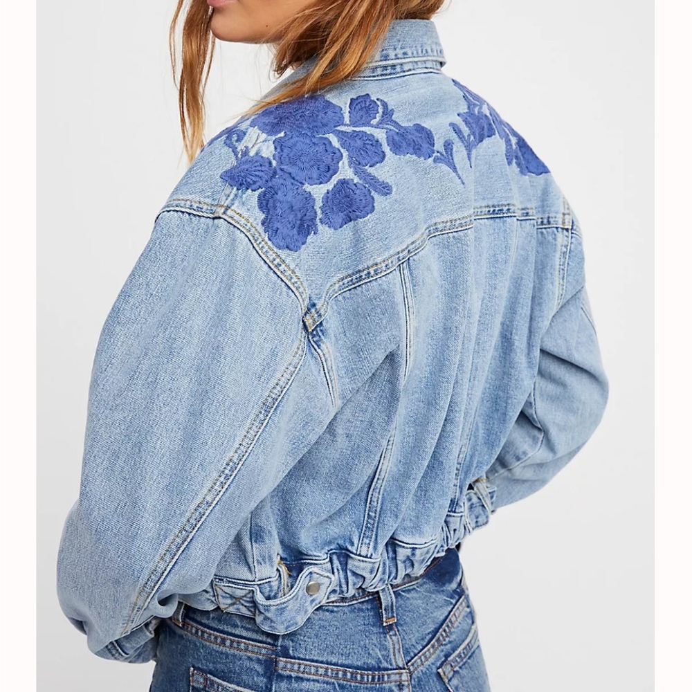 NWOT Free People Cinched Back Denim Jacket